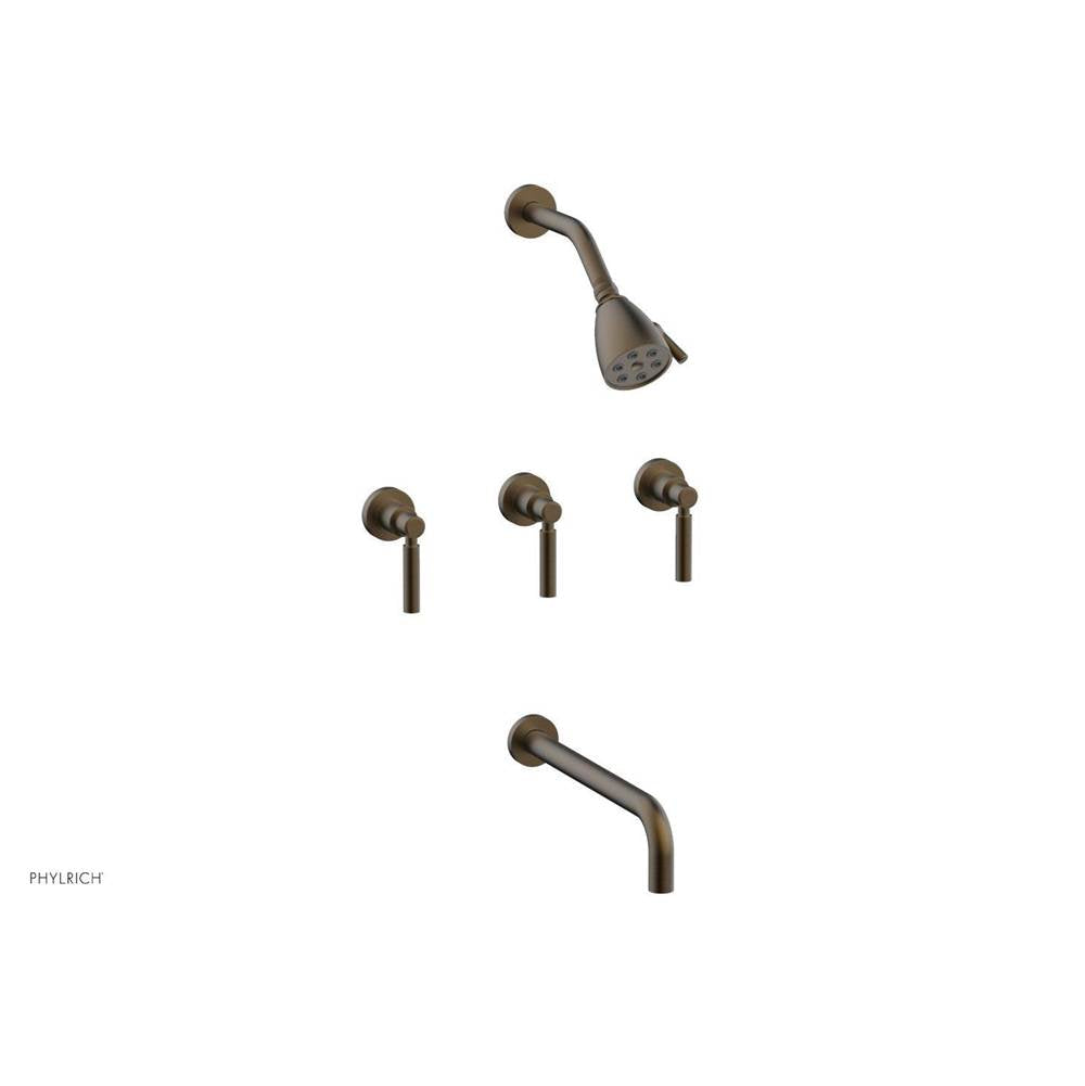 Phylrich - BASIC Three Handle Tub and Shower Set 12'' Spout - Lever Handles D2130-12 - Old English Brass