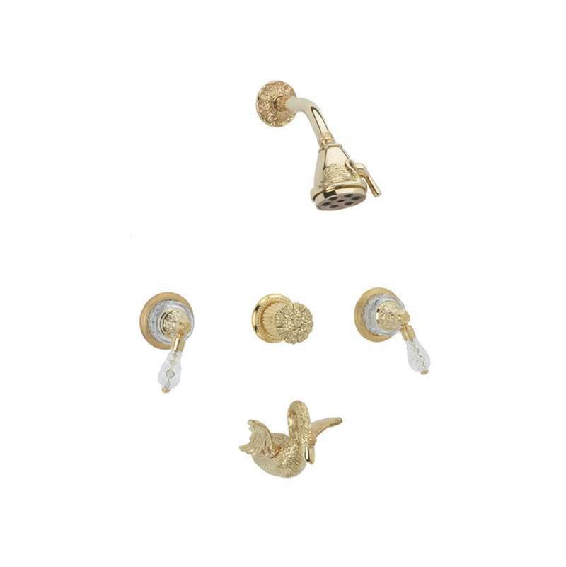 Phylrich - 3 Handle Tub/Shower, - Old English Brass