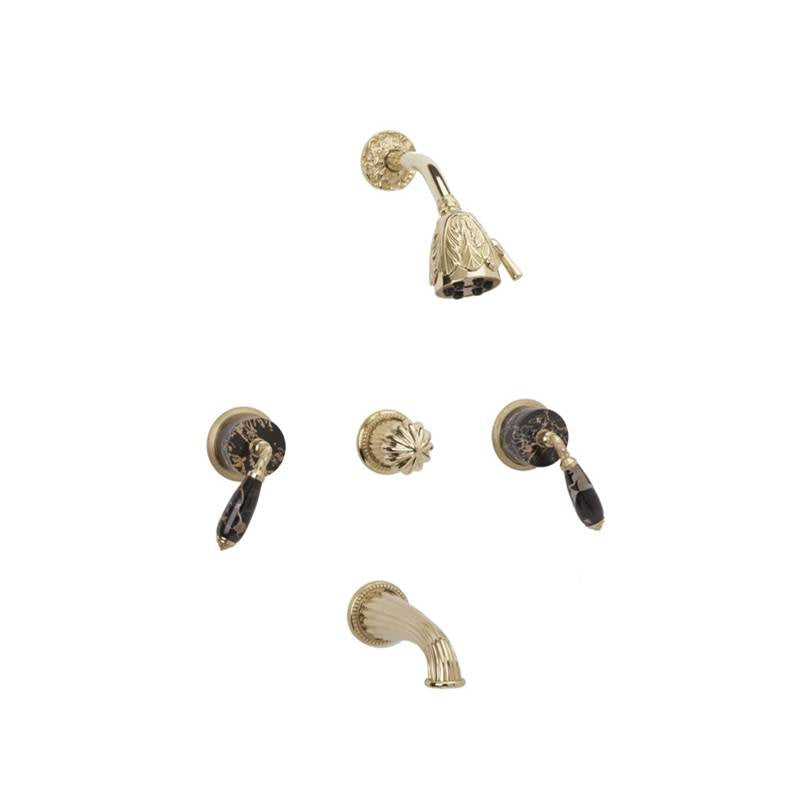 Phylrich - 3 Handle Tub/Shower, - Old English Brass