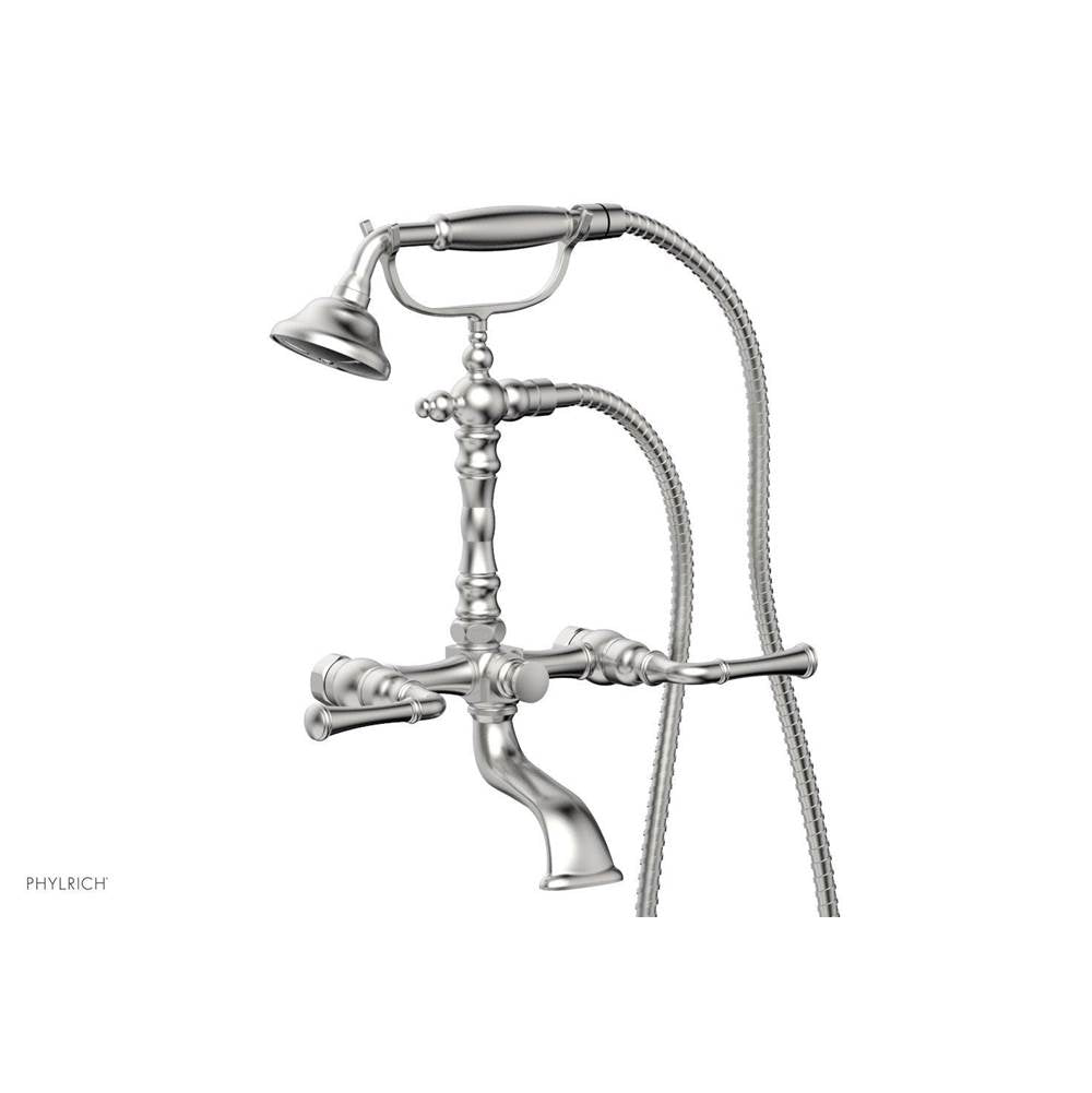 Phylrich - 3 Ring Straight Handle On Exposed Tub & Shower Set. - Satin chrome