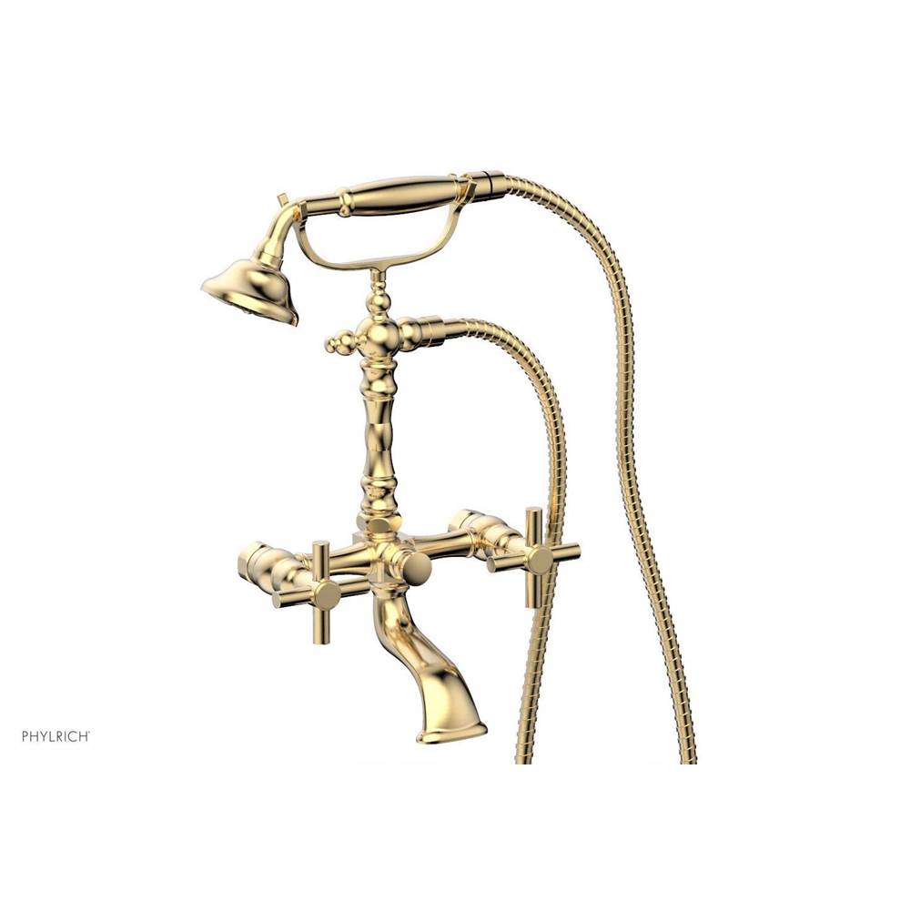 Phylrich - Basic Tubular Cross Handle On Exposed Tub & Shwr Set - Polished Nickel