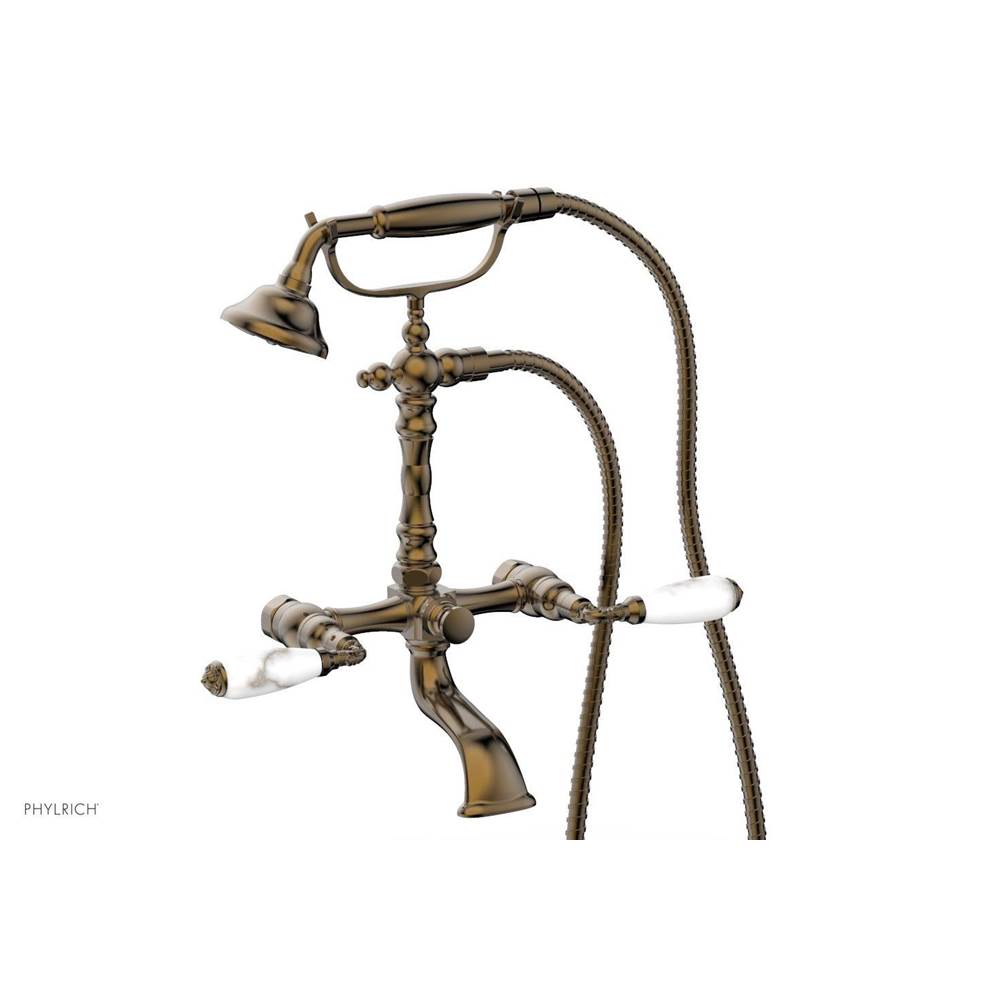 Phylrich - Exp. Tub & Hnd Shwr Valencia Wht Hdls - Antique Brass