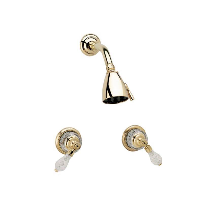 Phylrich - REGENT CUT CRYSTAL Two Handle Shower Set K3181 - Old English Brass