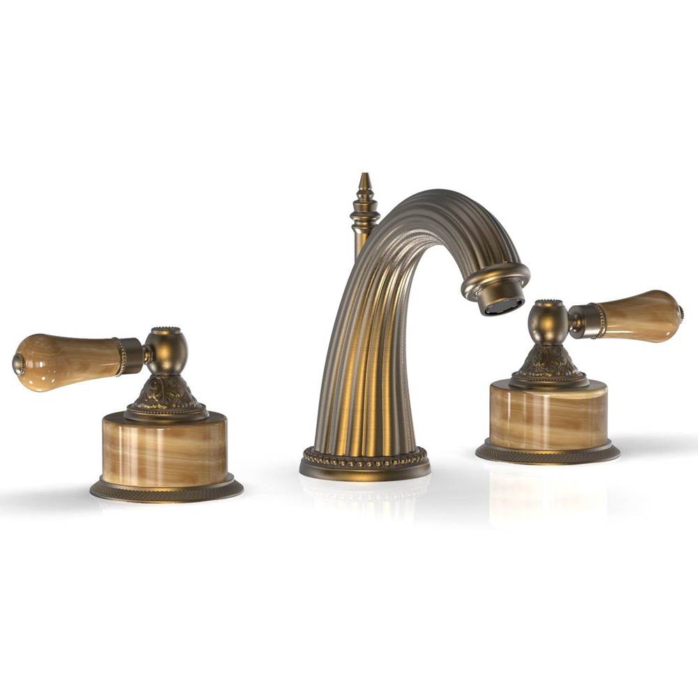 Phylrich - VERSAILLES Widespread Faucet - Montaione Brown Onyx K331 - Old English Brass