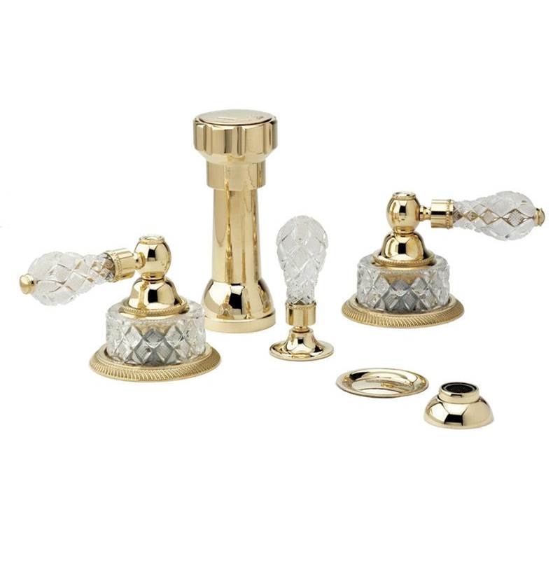 Phylrich - REGENT CUT CRYSTAL Four Hole Bidet Set K4181 - Old English Brass