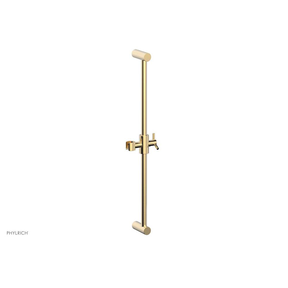 Phylrich - 24'' Adjustable Slide Bar with Hook - Satin Brass