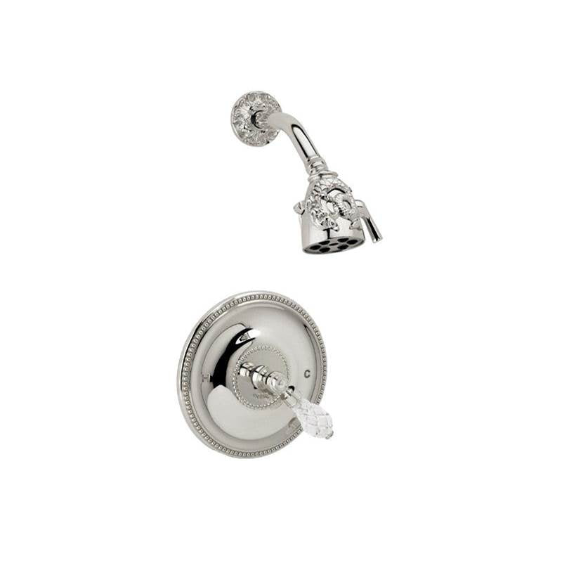 Phylrich - DOLPHIN Pressure Balance Shower Set Cut Crystal Lever Handle PB3184 - Old English Brass