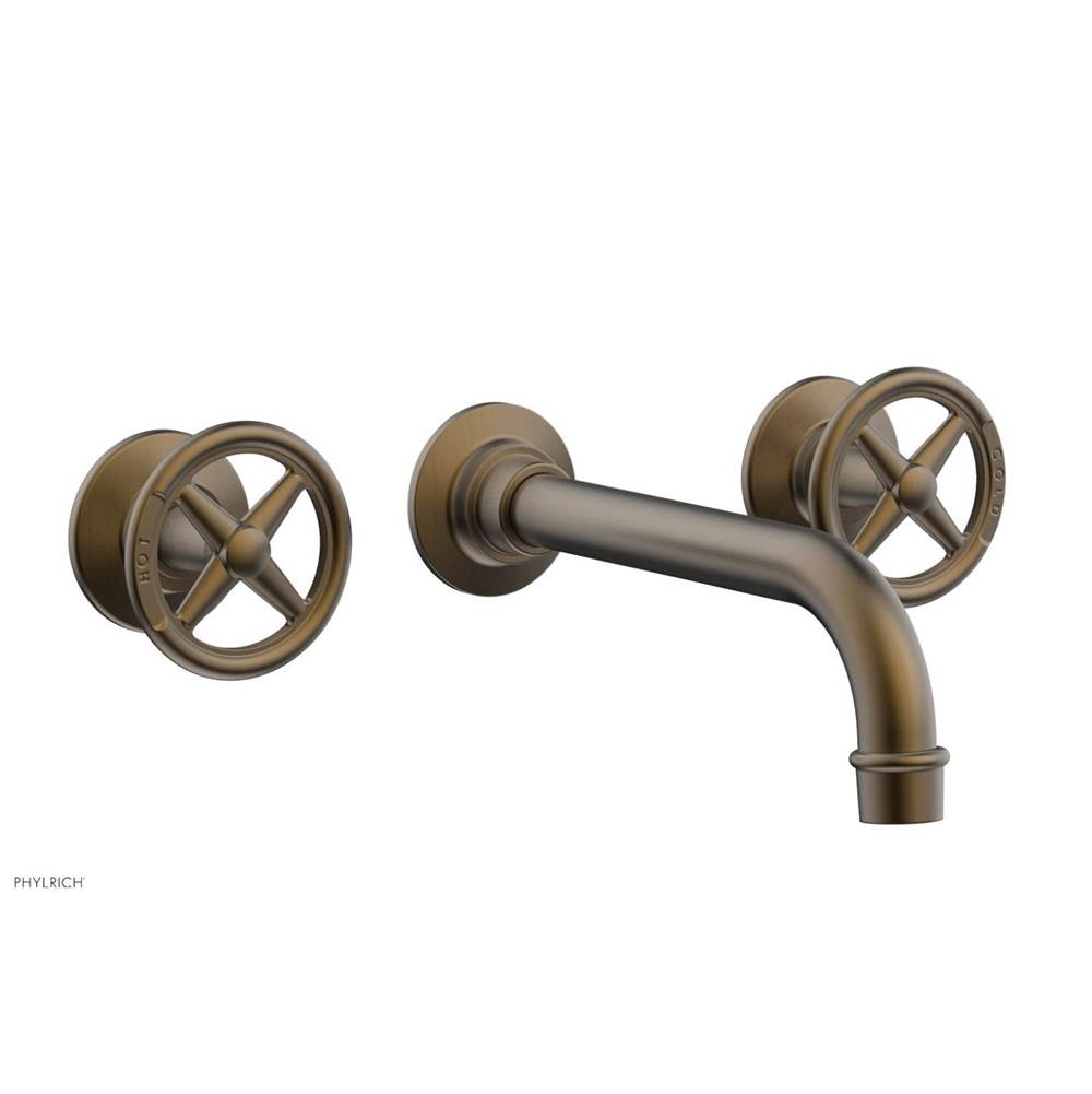 Phylrich - Wall Tub Set Works, Cross Handle - Old English Brass