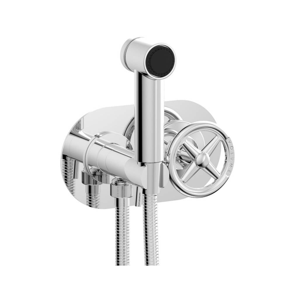 Phylrich - Wall Mounted Bidet Set Works, Cross Handle - Polished Chrome