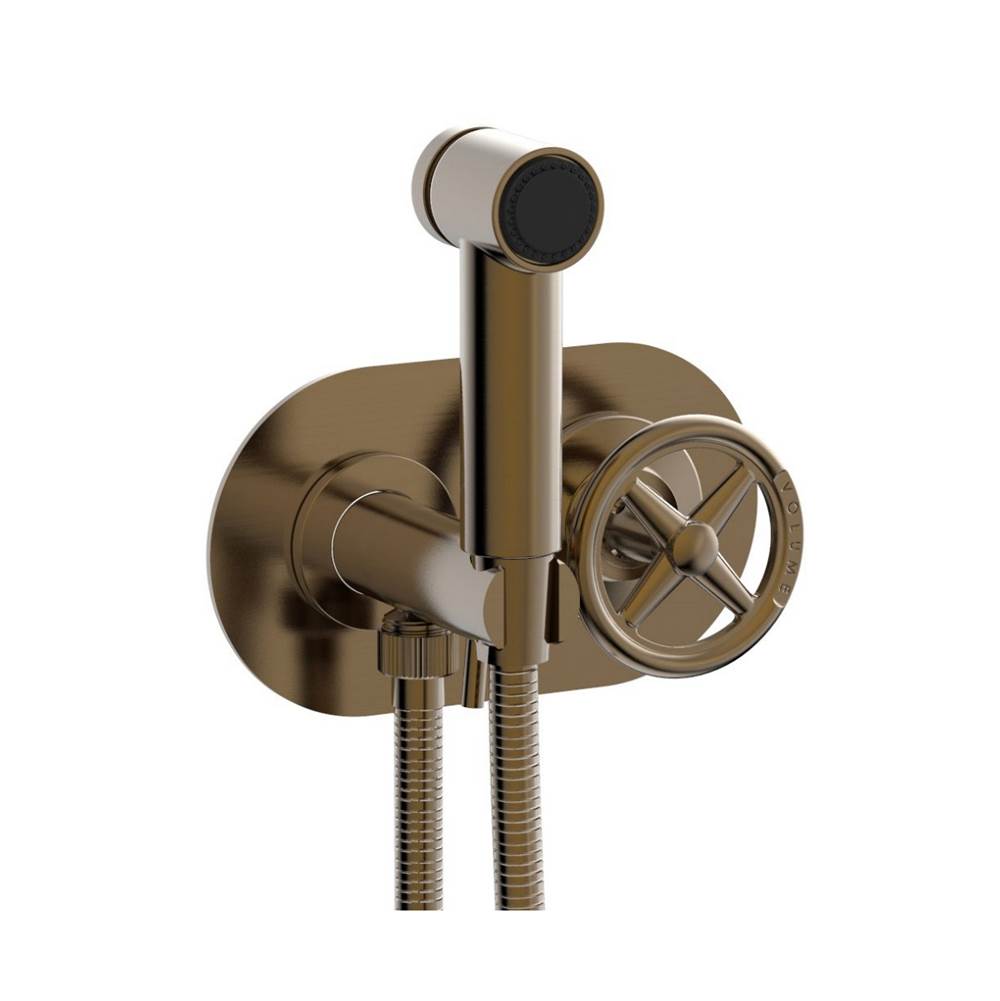 Phylrich - Wall Mounted Bidet Set Works, Cross Handle - Antique Brass