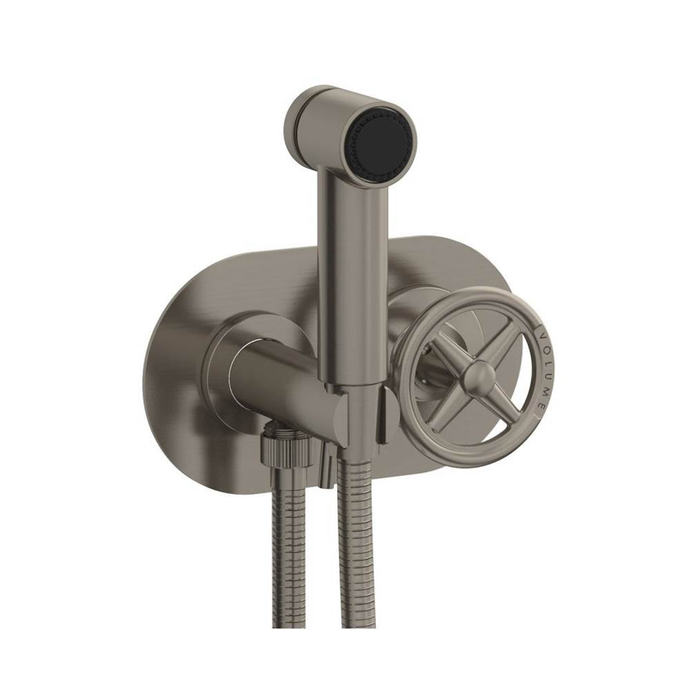 Phylrich - Wall Mounted Bidet Set Works, Cross Handle - Pewter