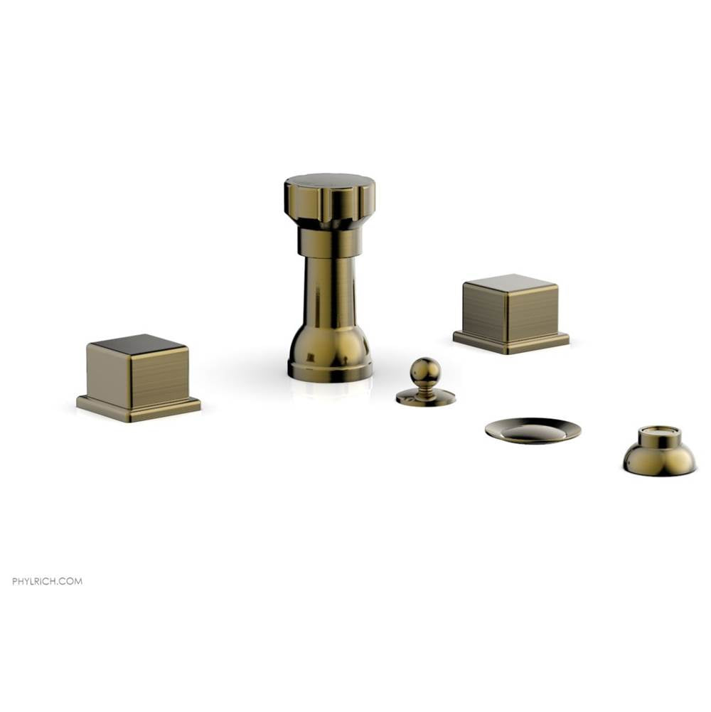 Phylrich - 4 Hole Bidet Cube Hdl - Antique Brass