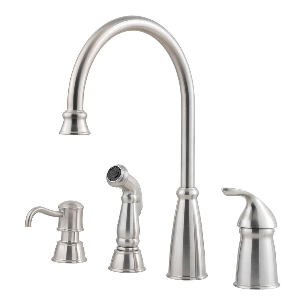 Pfister - Avalon 1-Handle Kitchen Faucet with Side Spray & Soap Dispenser in Stainless Steel - Stainless Steel