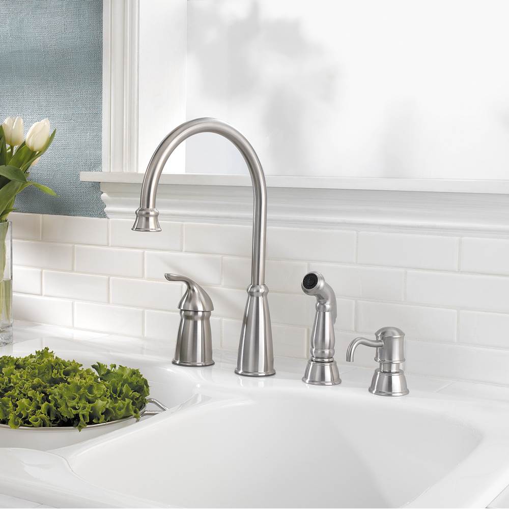 Avalon 1-Handle Kitchen Faucet with Side Spray & Soap Dispenser in Polished Chrome