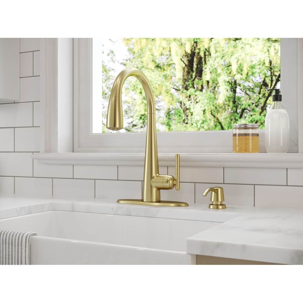 Lita 1-Handle Pull-Down Kitchen Faucet with Soap Dispenser in Matte Black