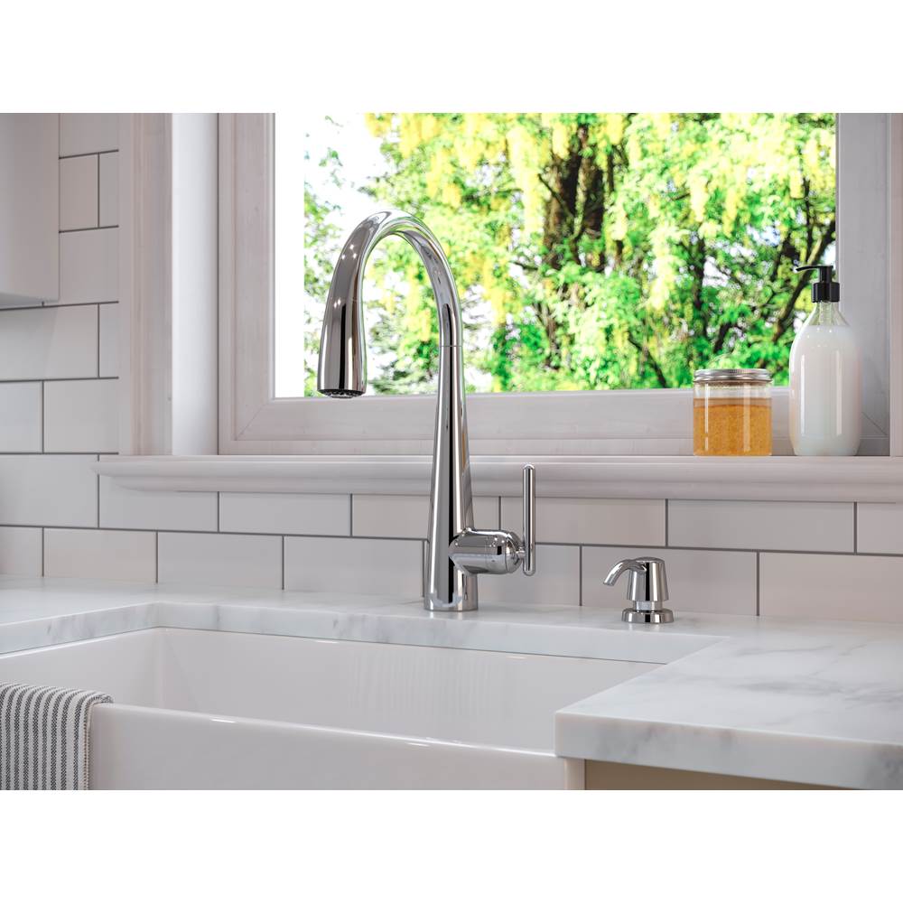 Lita 1-Handle Pull-Down Kitchen Faucet with Soap Dispenser in Matte Black