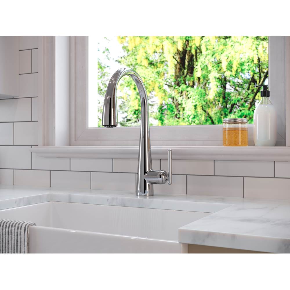 Lita 1-Handle Pull-Down Kitchen Faucet with Soap Dispenser in Matte Black