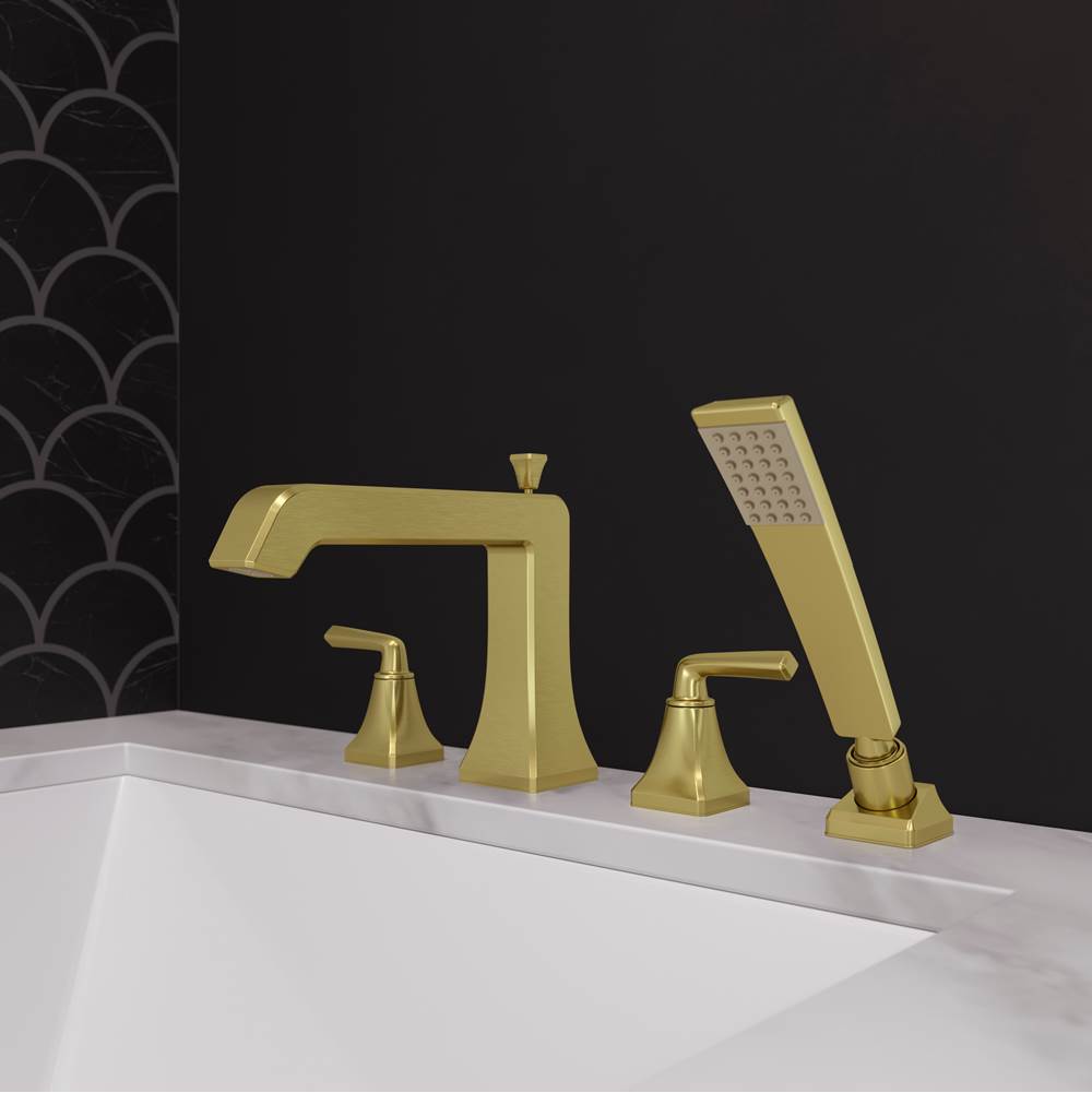 Park Avenue Roman Tub Faucet w/ Handshower in Brushed Gold