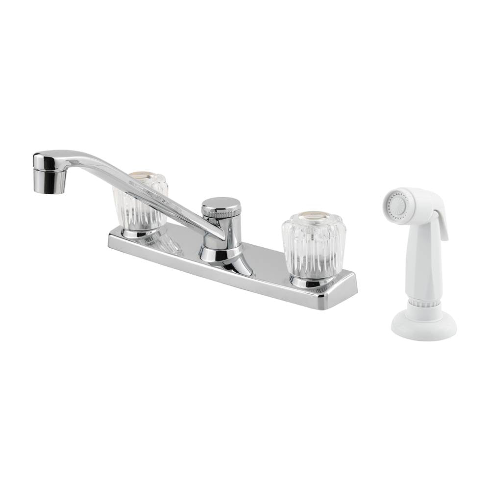 Pfister - Pfirst Series 2-Handle Kitchen Faucet with White Side Spray in Polished Chrome - Polished Chrome