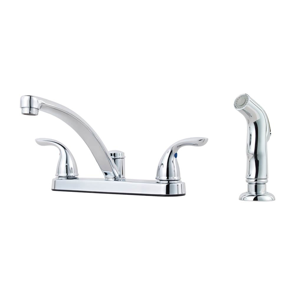 Pfister - Pfirst Series 2-Handle Kitchen Faucet with Side Spray in Polished Chrome - Polished Chrome