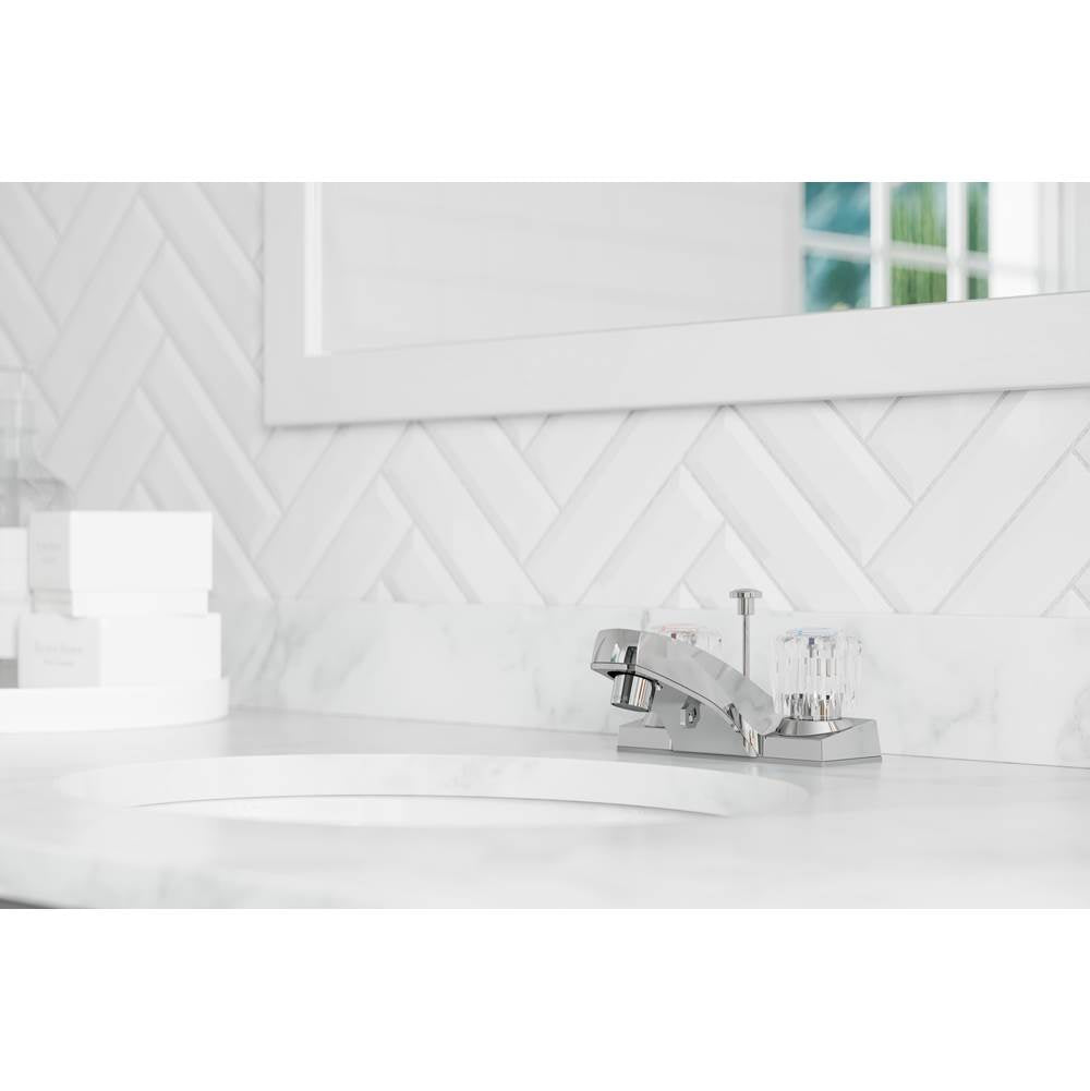 Pfirst Series 2-Handle 4'' Centerset Bathroom Faucet with Blade Knobs in Polished Chrome