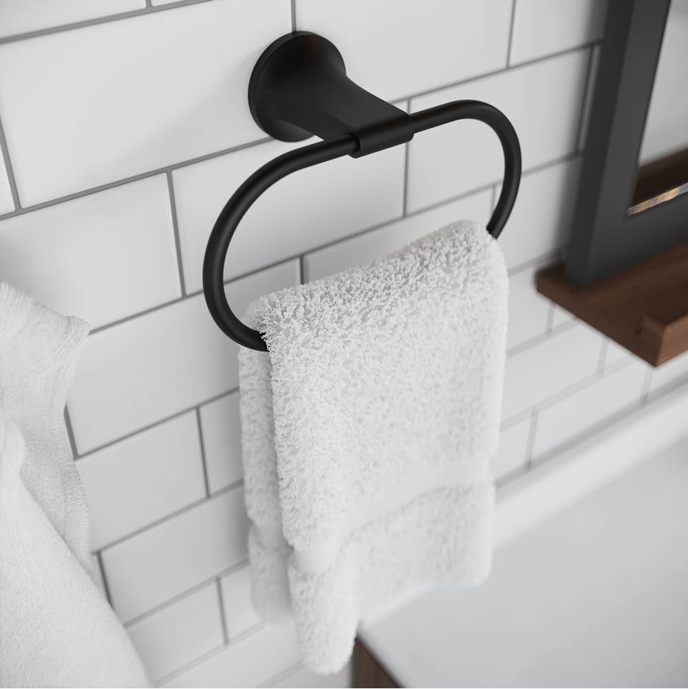 Pfirst Modern Towel Ring in Matte Black