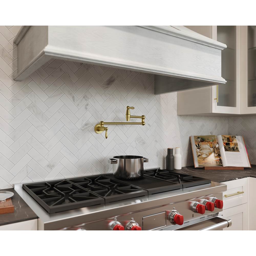 Port Haven 2-Handle Pot Filler Faucet in Brushed Gold