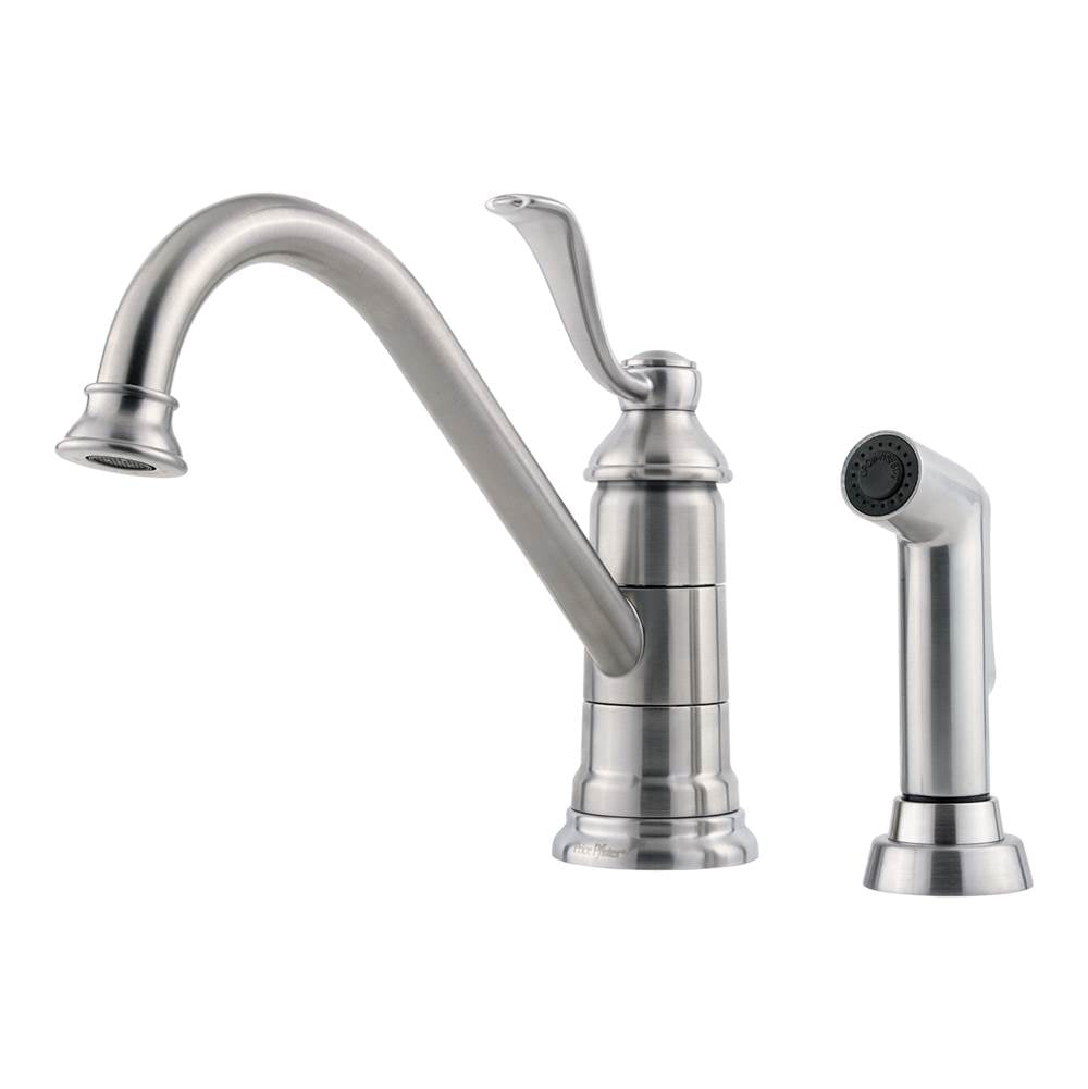 Pfister - Portland 1-Handle Kitchen Faucet with Side Spray in Stainless Steel - Stainless Steel