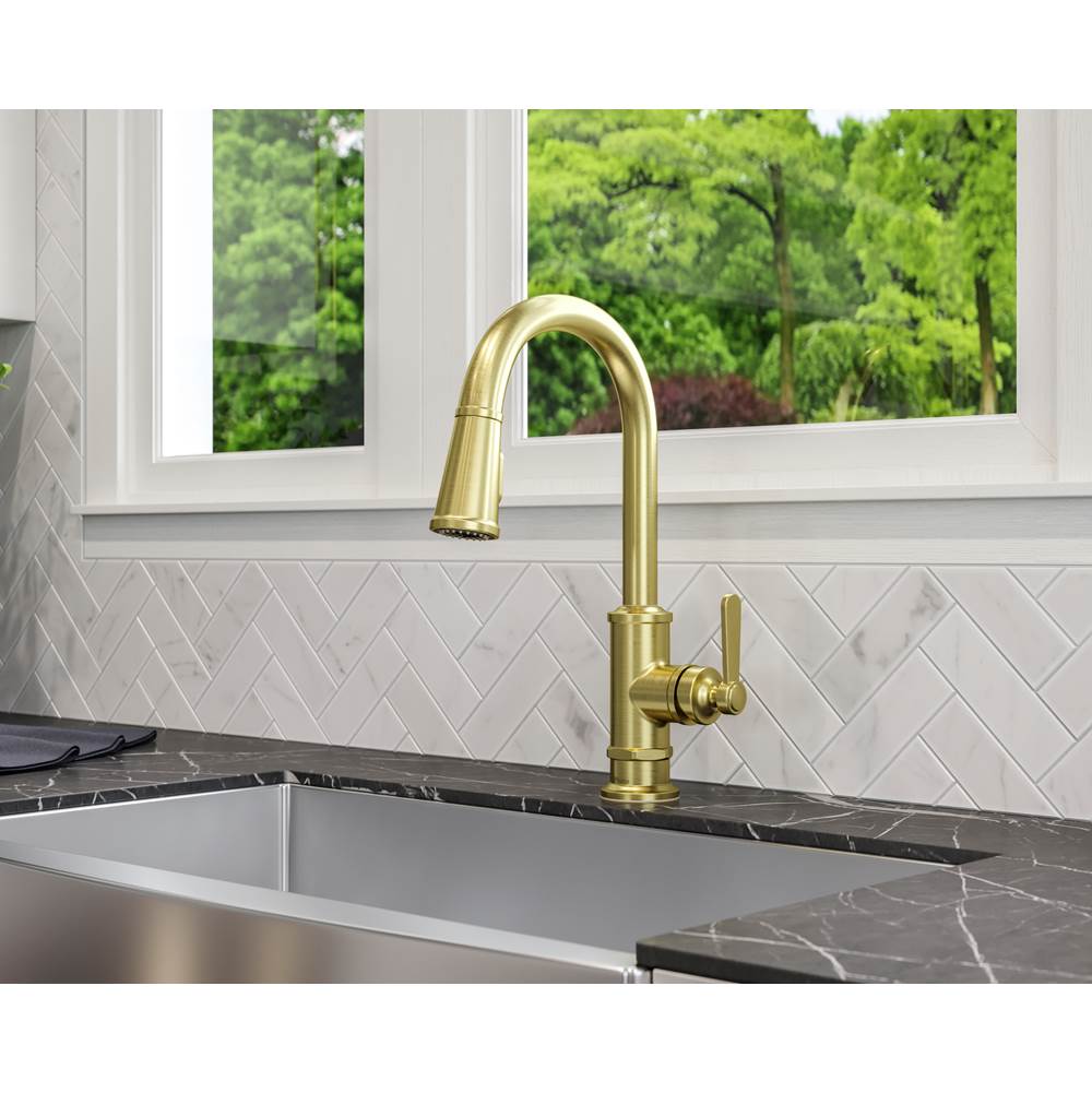Port Haven 1-Handle Pull-Down Kitchen Faucet in Brushed Gold