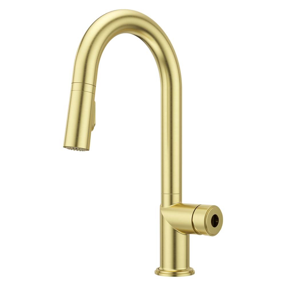 Tenet 1-Handle Pull-Down Bar/Prep Faucet in Brushed Gold
