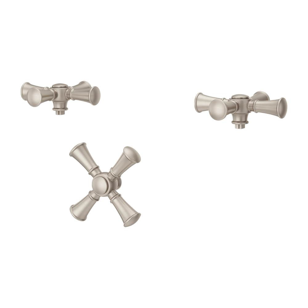 Pfister - Tisbury 3-Handle Tub Filler Cross Handle Kit in Brushed Nickel - Brushed Nickel