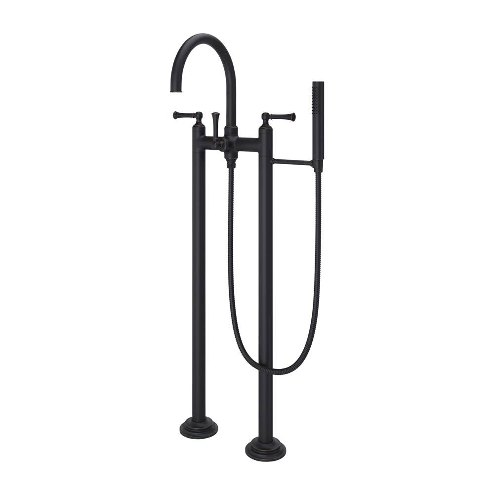 Pfister - Tisbury Traditional 2-Handle Tub Filler with Hand Shower in Tuscan Bronze - Tuscan Bronze