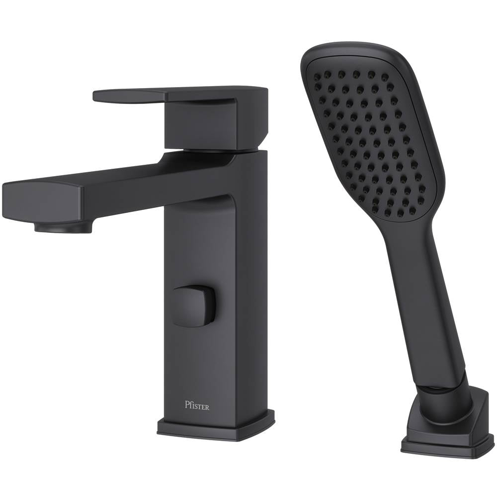 Pfister - Deckard Single Handle Complete Roman Tub Trim with Handheld Shower in Matte Black - Matte Black