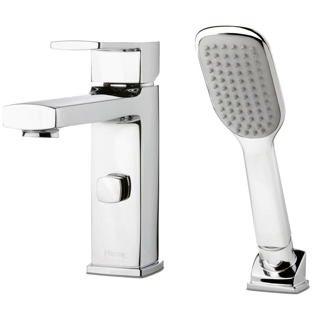 Pfister - Deckard Single Handle Complete Roman Tub Trim with Handheld Shower in Polished Chrome - Polished Chrome