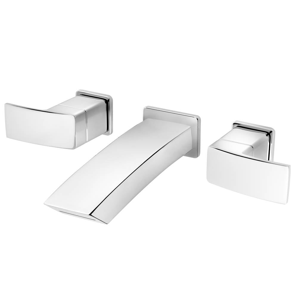 Pfister - Kenzo 2-Handle 8'' Wallmount Bathroom Faucet in Polished Chrome - Polished Chrome