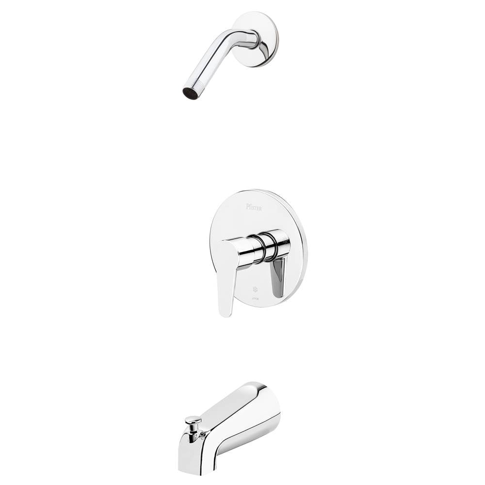 Pfister - Pfirst Modern 1-Handle Tub & Shower, Trim Only Less Showerhead in Polished Chrome - Polished Chrome