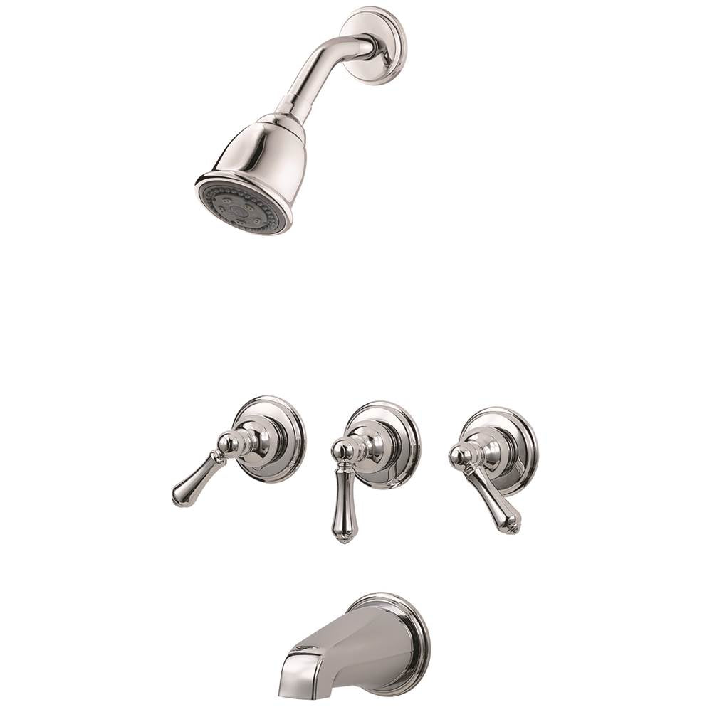 Pfister - Pfister 3-Handle Tub & Shower Trim Kit with Metal Lever Handles in Polished Chrome - Polished Chrome