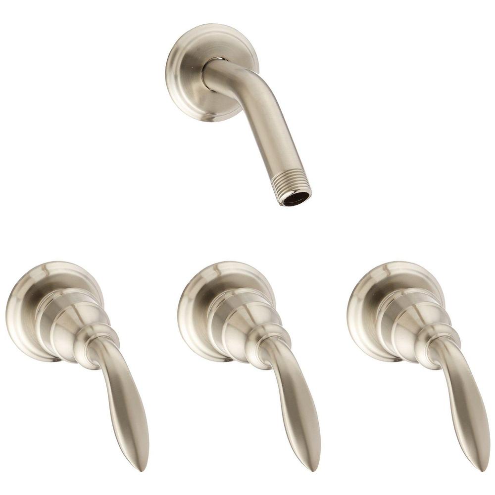 Pfister - Avalon 3-Handle Tub & Shower Faucet with Metal Lever Handles in Brushed Nickel - Brushed Nickel