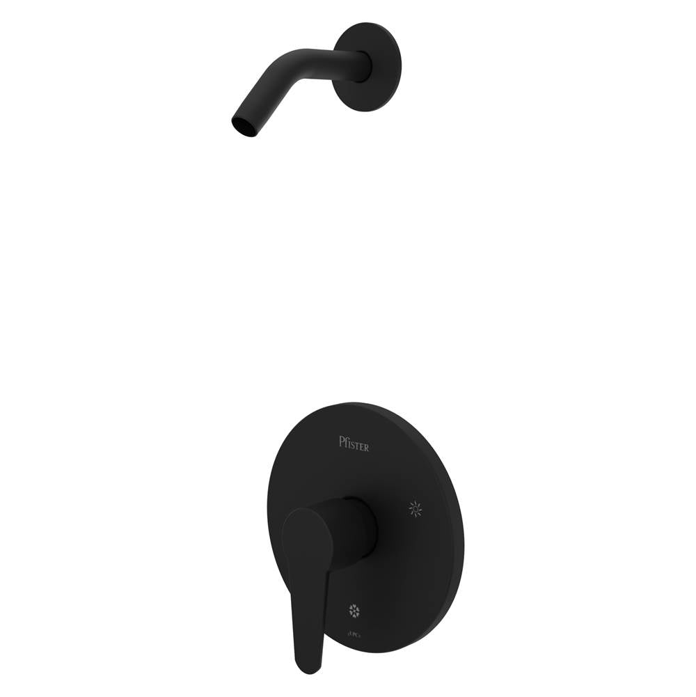 Pfister - Pfirst Series 1-Handle Shower, Trim Only Less Showerhead in Matte Black - Matte Black