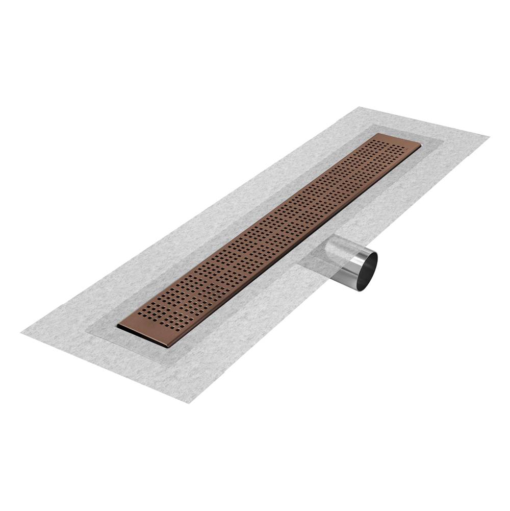 QM Drain - Delmar Series. 32'' Standard length Side Outlet linear drain. Kai Line. Bronze - Bronze
