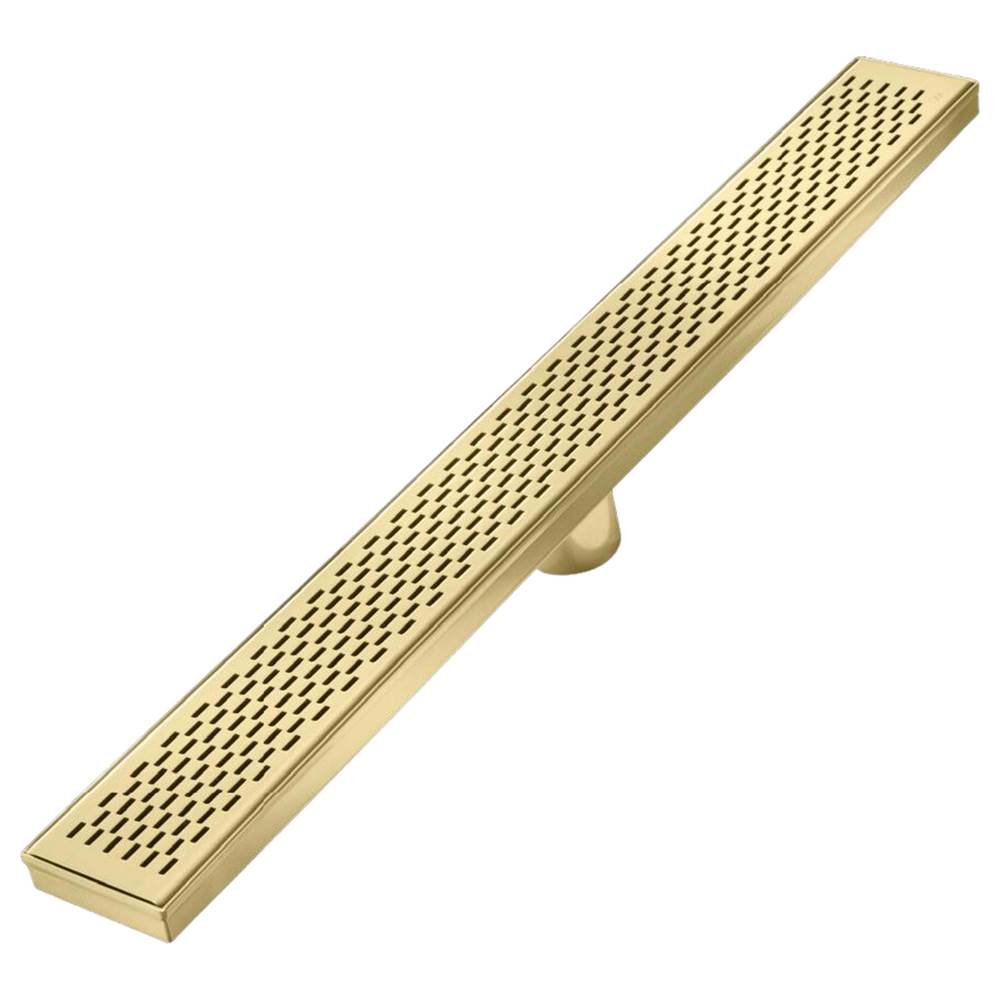 QM Drain - Delmar Series. 58'' Standard length Plain Edge linear drain. Delta Line. Gold - Gold
