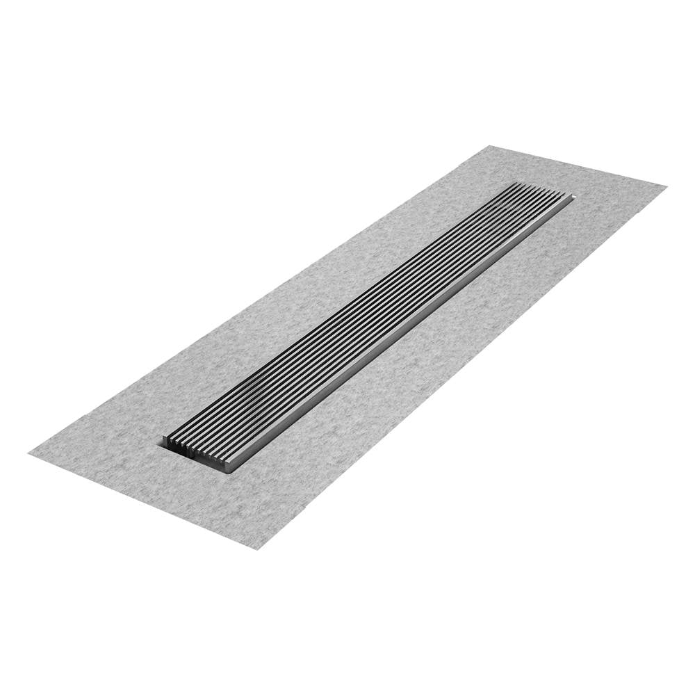 QM Drain - Delmar Series. 28'' Standard length Flange Edge linear drain. Wedgewire Line. Polished - Polished