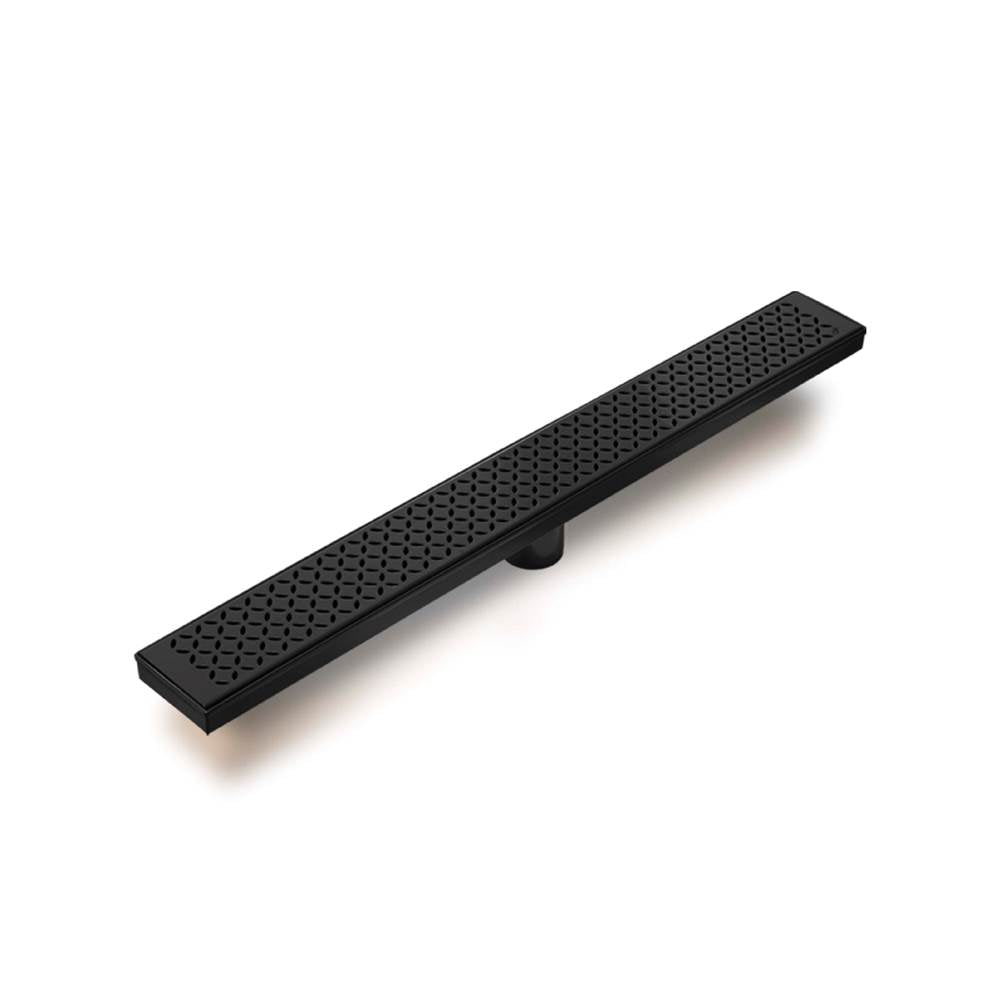QM Drain - Delmar Series. 32'' Standard length Plain Edge linear drain. Lotus Line. Black - Black