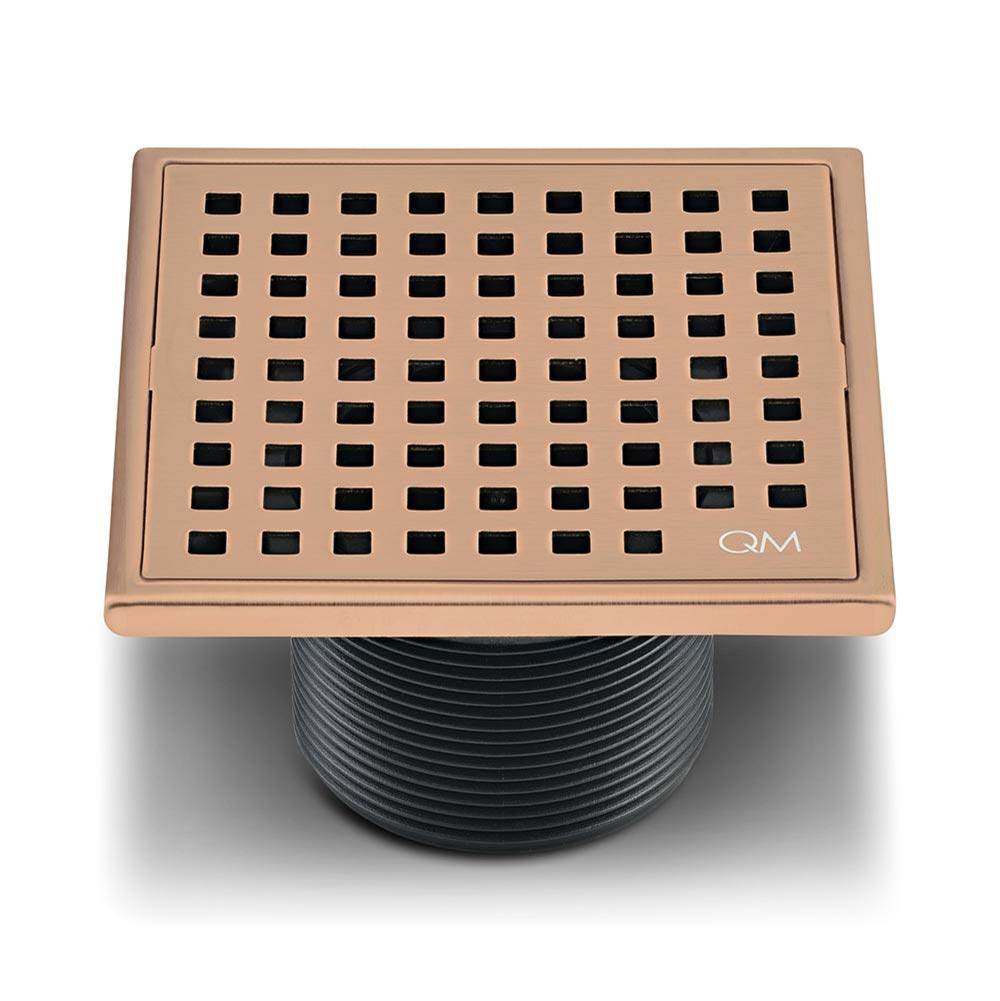 QM Drain - Lagos Series. Mira Line. 4'' Square Drain. Bronze - Bronze
