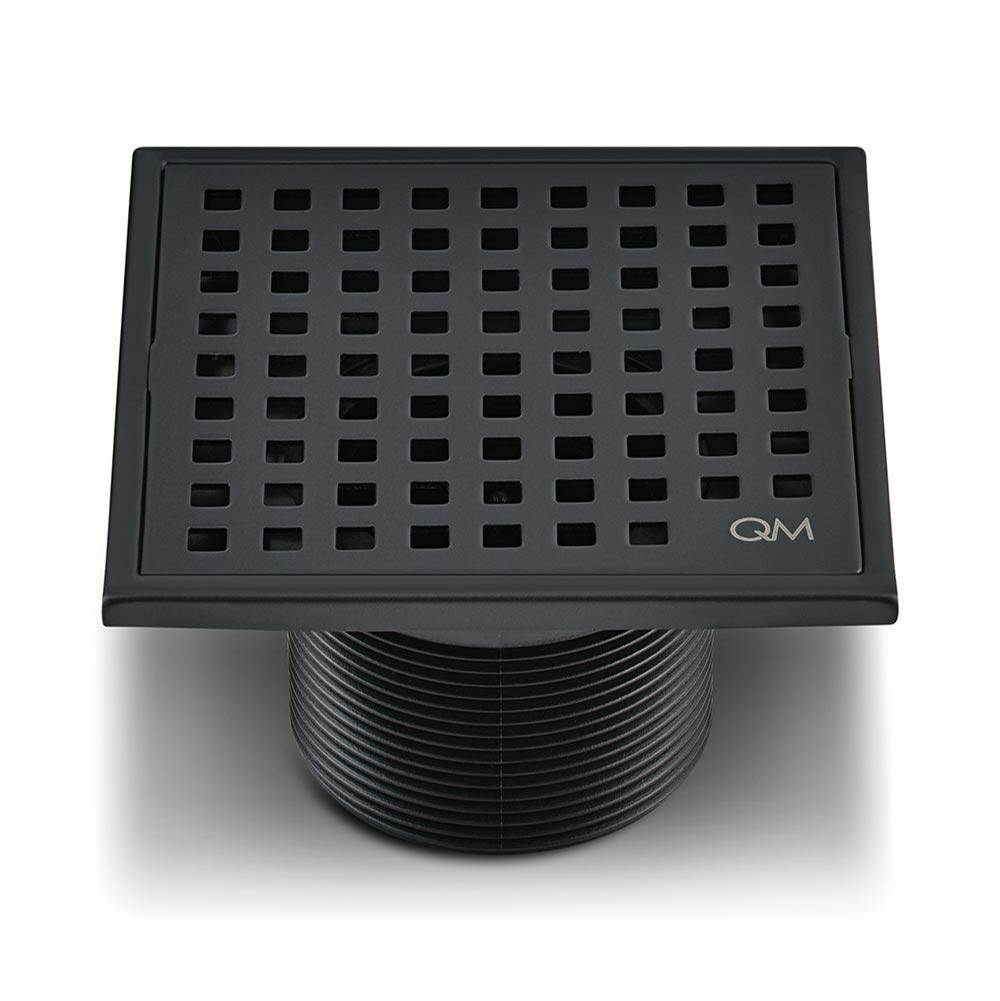 QM Drain - Lagos Series. Mira Line. 4'' Square Drain. Black - Black