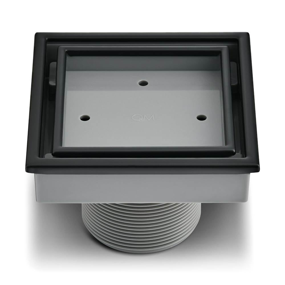 QM Drain - Lagos Series. Veil Line. 4'' Square Drain. Black - Black