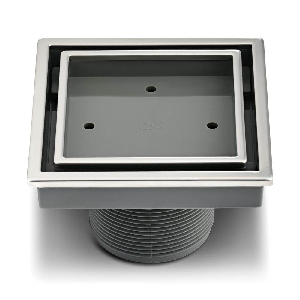 QM Drain - Lagos Series. Veil Line. 4'' Square Drain. Polished fin. - Polished