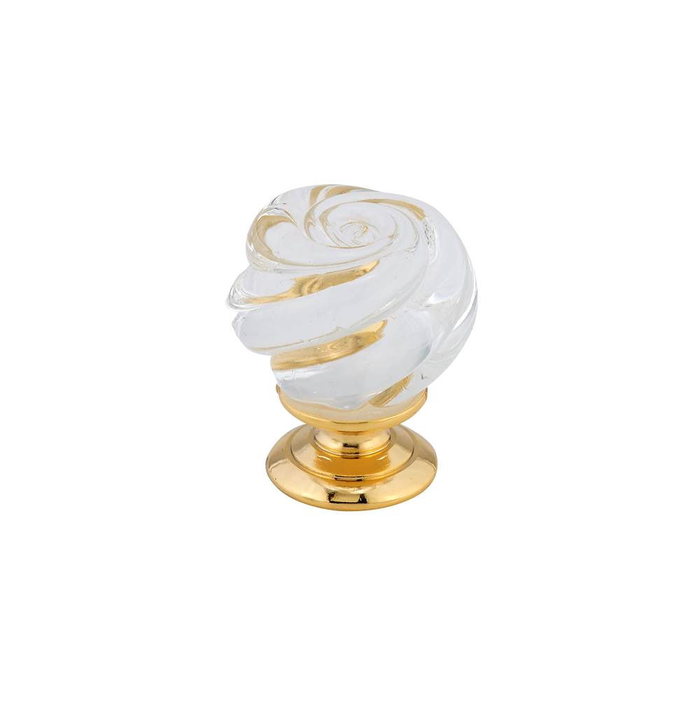 Richelieu America - Traditional Murano Glass and Metal Knob - 9030 - Brass,Clear