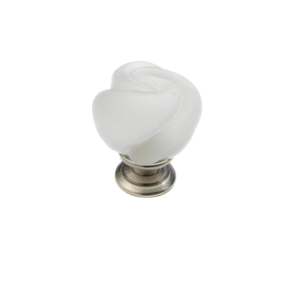 Richelieu America - Traditional Murano Glass and Metal Knob - 9030 - Frosted Clear,Brushed Nickel