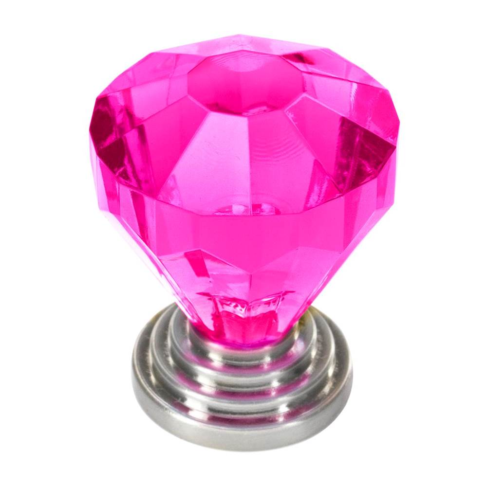Richelieu America - Eclectic Acrylic and Metal Knob - 10089 - Brushed Nickel,Fuchsia